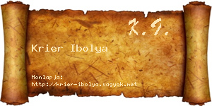 Krier Ibolya névjegykártya
